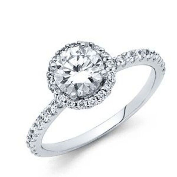 14k Solid White Gold Engagement wedding Ring Set - Picture 4 of 8
